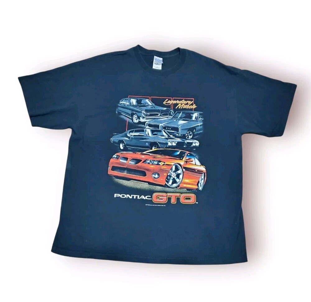 Pontiac GTO Shirt Legendary Muscle Black Short Sleeve Crew Neck Gildan XL